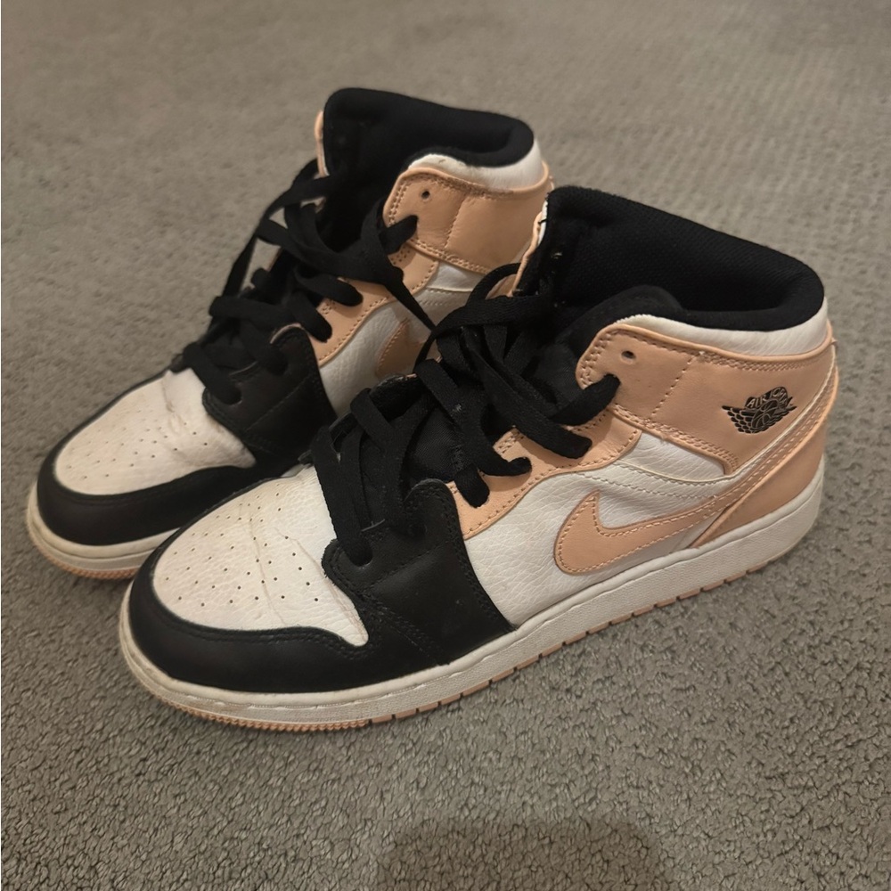 Nike Air Jordan Mid-Top Sneakers - Black Pink and Cream